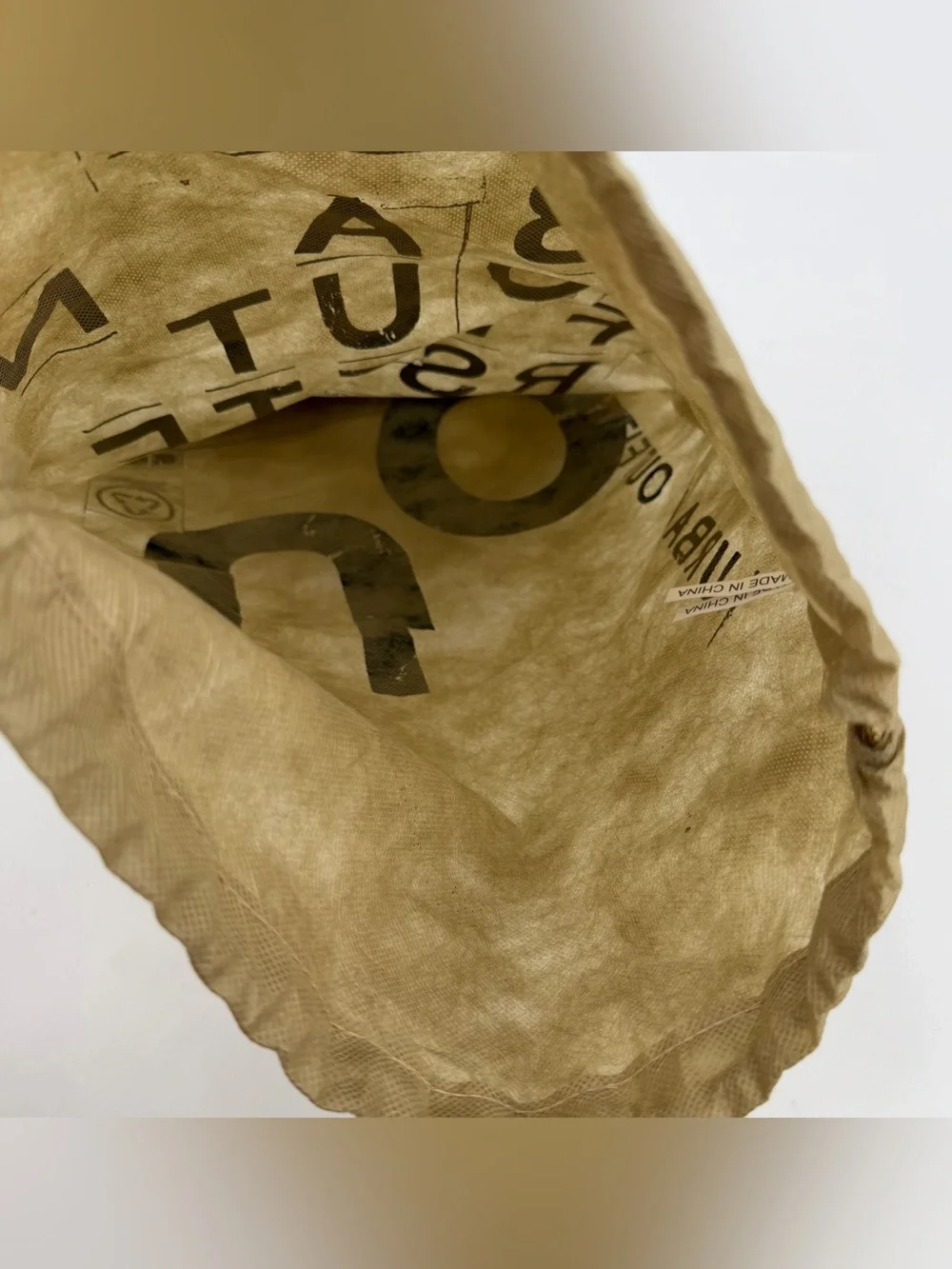Urban Outfitters Drawstring Bag Backpack Tan Logo Recycled